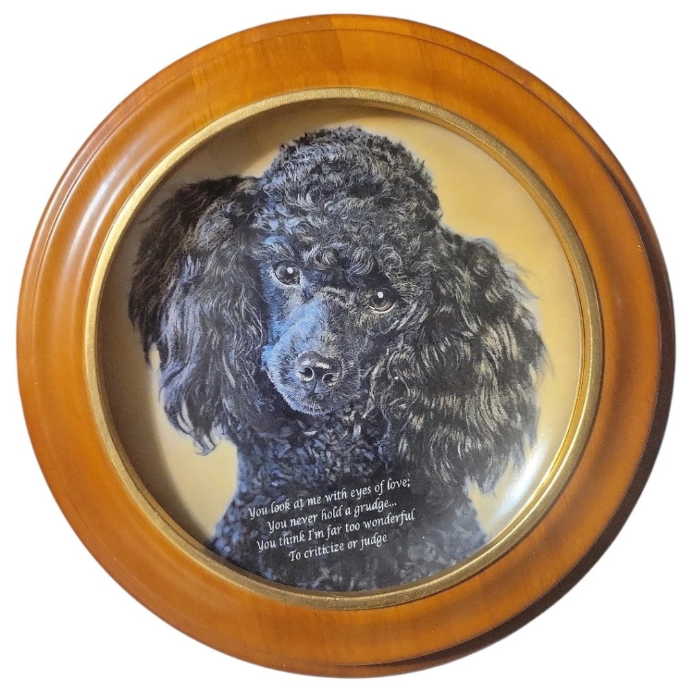 Vtg 1990's Eyes Of Love Cherished Poodles Limited Ed Framed Plate Danbury Mint